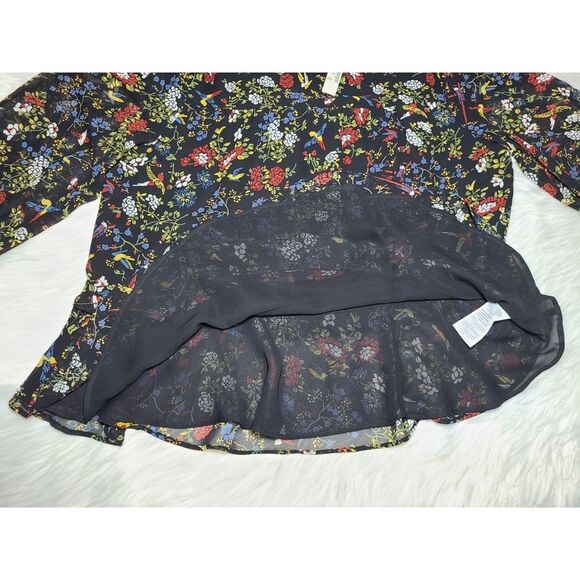 NWT|Madewell Sheer Sleeve Ruffle Peplum Floral Long Sleeve Top, MEDIUM - Picture 11 of 12